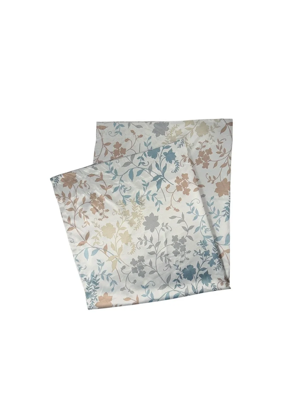 Pair of Floral Print Curtains Drapes Faux Silk Green Blue Brown 2 Panels Leaf